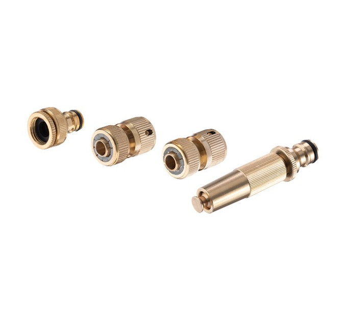 Комплект латунная насадка для полива 1/2", коннектор с аквастопом 1/2", коннектор 1/2", адаптер 1/2" и 3/4", STORM INTERTOOL GE-1426
