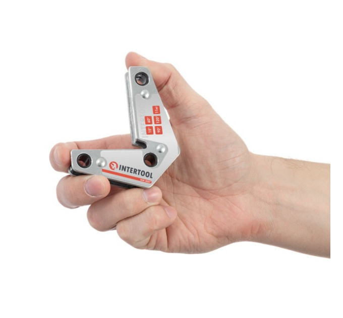 Угольник магнитный для сварки, 15°, 60°, 90°, 120°, 11 кг, 75*85 мм INTERTOOL MW-0007