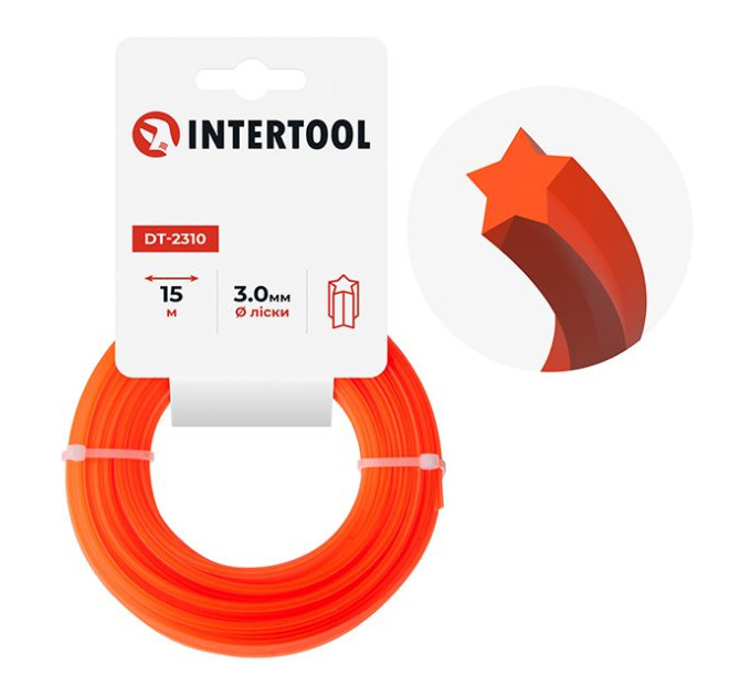 Леска для триммера "звезда", 3,0 мм*15 м INTERTOOL DT-2310