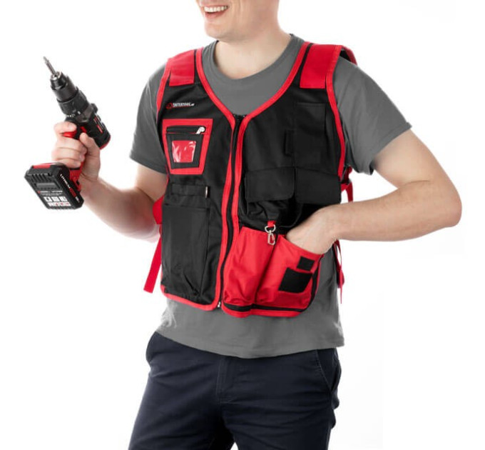 Жилет слесарно-строительный, 7 карманов, полиэстер INTERTOOL SP-1001