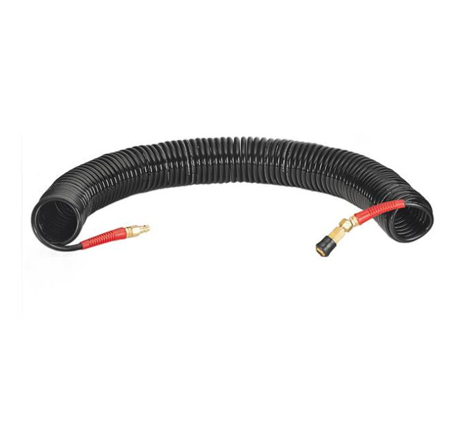 Шланг BLACK M-Flex STORM, 20 м, 6,5*10 мм, спиральный полиуретановый с поворотным шарниром, латунными быстроразъемными соединениями INTERTOOL PT-1795