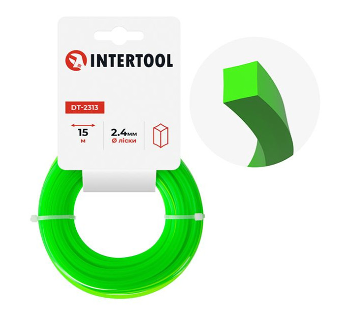 Леска для триммера "квадрат", 2,4 мм*15 м INTERTOOL DT-2313