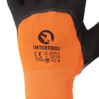 Перчатка трикотажная, усиленная, покрытая черным вспененным латексом, 10" INTERTOOL SP-0117