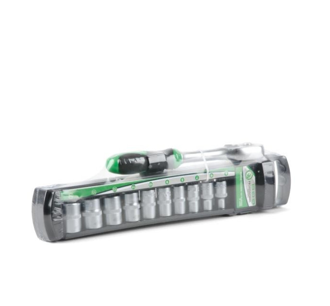 Набор головок 5-14 мм, 1/4", рукоятка с храповым механизмом, 10 ед. INTERTOOL ET-6008