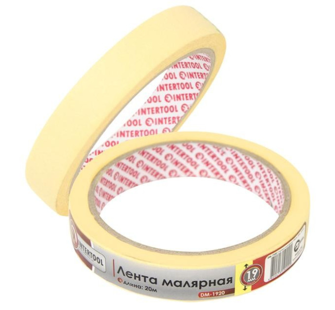 Лента малярная 19 мм, 20 м, желтая INTERTOOL DM-1920