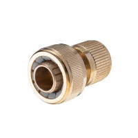 Коннектор латунный с аквастопом 1/2" на шланг 3/4" STORM INTERTOOL GE-1217