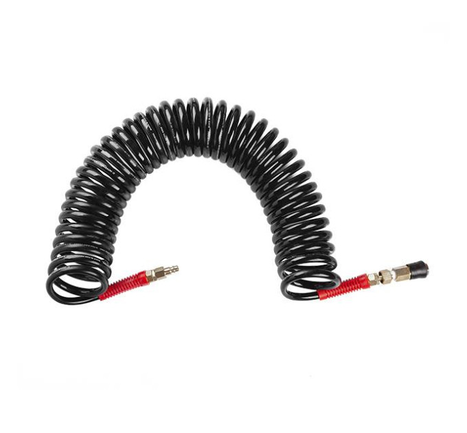 Шланг BLACK M-Flex STORM, 10 м, 8*12 мм, спиральный полиуретановый с поворотным шарниром, латунными быстроразъемными соединениями INTERTOOL PT-1796