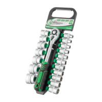 Набор головок 8-32 мм, 1/2", рукоятка с храповым механизмом, 19 ед. INTERTOOL ET-6019