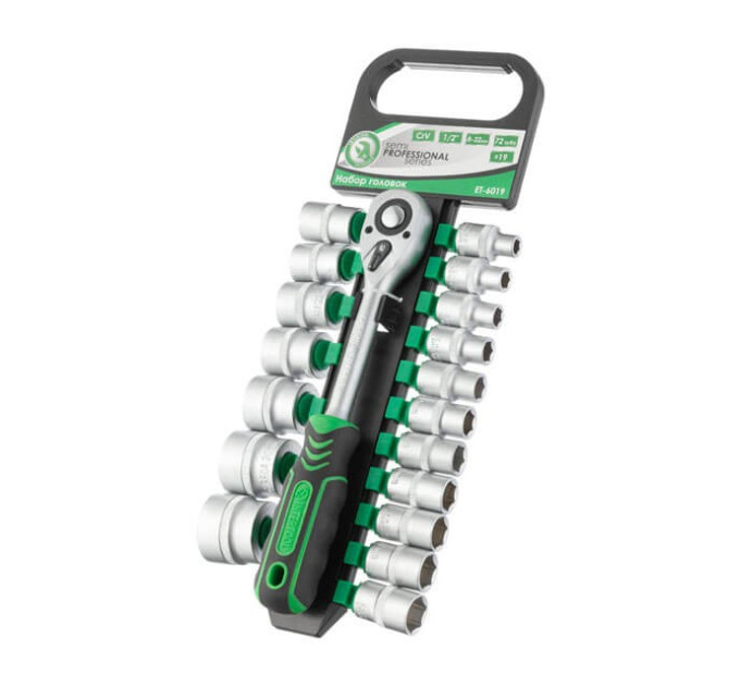 Набор головок 8-32 мм, 1/2", рукоятка с храповым механизмом, 19 ед. INTERTOOL ET-6019