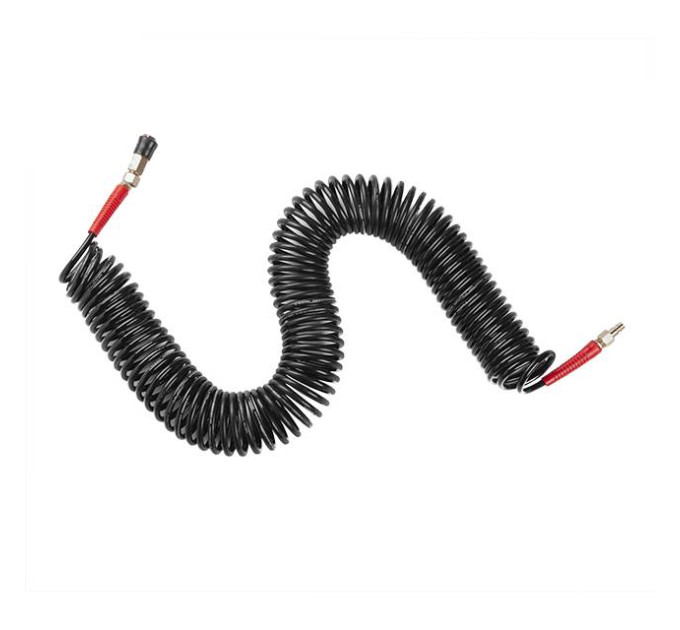 Шланг BLACK M-Flex STORM, 20 м, 5,5*8 мм, спиральный полиуретановый с поворотным шарниром, латунными быстроразъемными соединениями INTERTOOL PT-1792