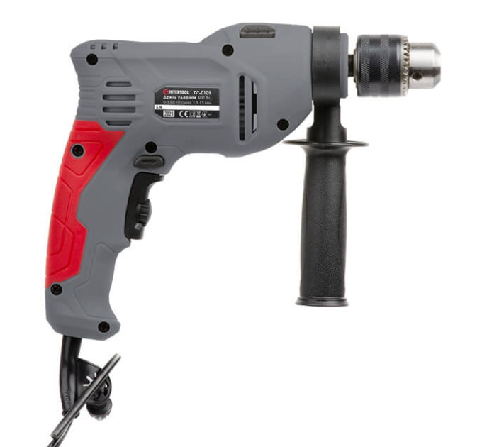 Дриль ударний 600 Вт, 0-3000 об/хв, 1.5-13 мм, реверс INTERTOOL DT-0109