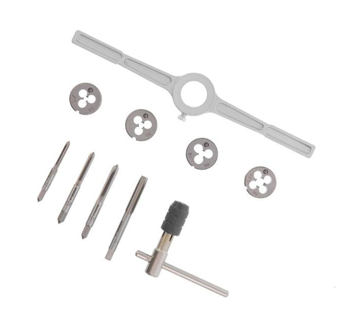 набор плашек M4-M8, метчиков M4-M8, 10 ед. INTERTOOL SD-8025