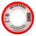 Стрічка тефлонова, фум (политетрафторетиленова) 15 м, 0.1*12 мм, 0.2 г/см³ INTERTOOL IT-0001