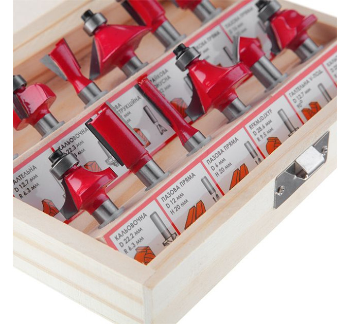 набор фрез для древесины, 12 ед. INTERTOOL HT-0071