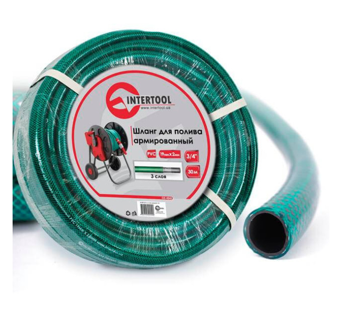 Шланг садовий 3 шаровий, зелений, 3/4", 30 м, армований, PVC INTERTOOL GE-4045