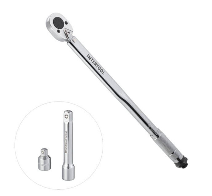 Ключ динамометрический STORM, 1/2", 28-210 Нм, переходник 1/2"х3/8", удлинитель 125 мм, 1/2" INTERTOOL XT-9007