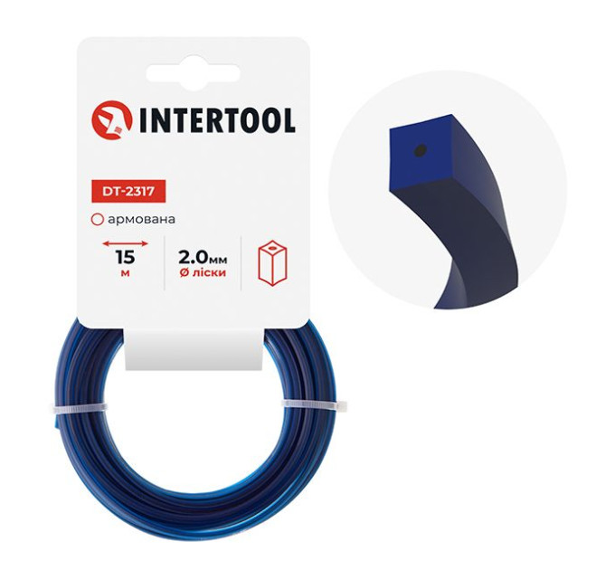 Леска для триммера "квадрат" армированная, 2,0 мм*15 м INTERTOOL DT-2317