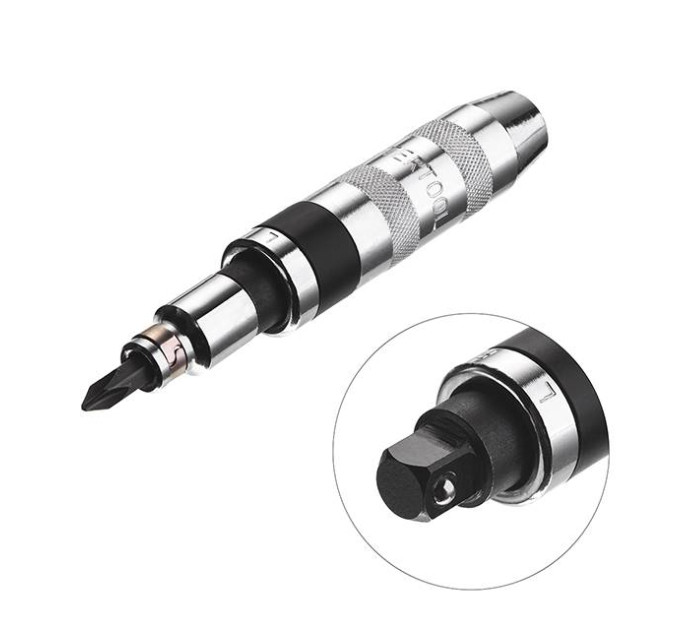 Отвертка ударная с комплектом насадок 6 ед. INTERTOOL HT-0431