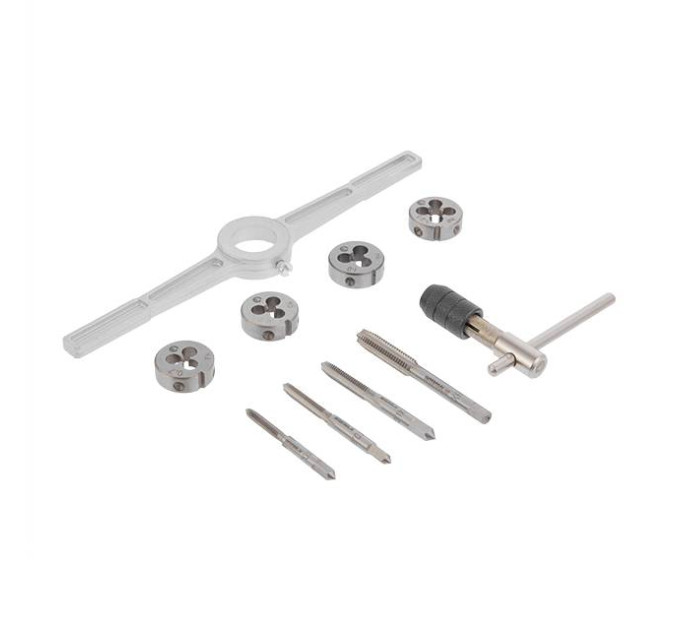 набор плашек M4-M8, метчиков M4-M8, 10 ед. INTERTOOL SD-8025