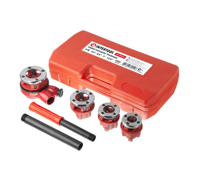 Набор плашек для нарезки резьбы 1/2"; 3/4"; 1"; 1 1/4", 4 ед. INTERTOOL SD-8004