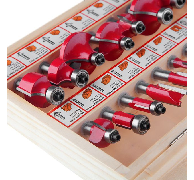 набор фрез для древесины, 18 ед. INTERTOOL HT-0073