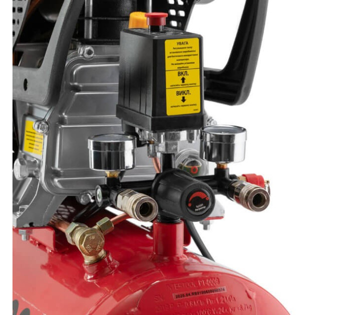 Компрессор 24 л, 1,5 кВт, 220 В, 8 атм, 206 л/мин INTERTOOL PT-0009