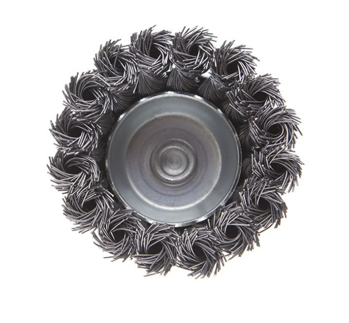 Щітка чашкова 75 мм для дриля, 1/4" (пучки крученого дроту) INTERTOOL BT-3075