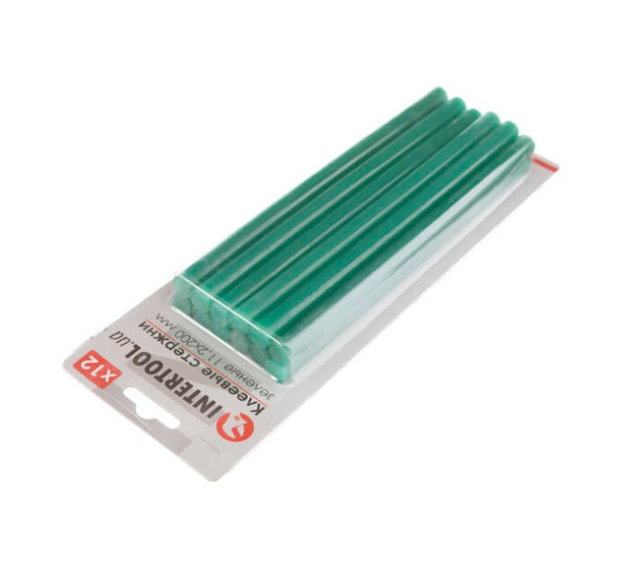 Комплект стрижнів клейових зелених 11,2*200 мм, 12 од. INTERTOOL RT-1057