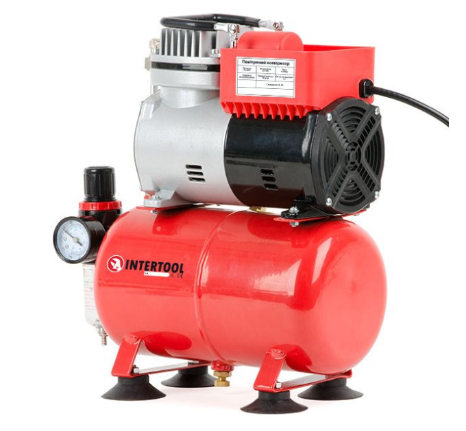 Компрессор безмасляный 3 л, 0,3 кВт, 220 В, 3,2 атм, 45 л/мин. INTERTOOL PT-0001