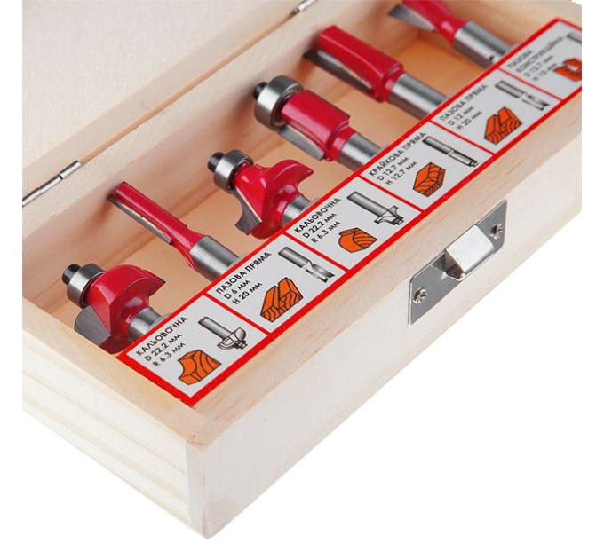 набор фрез для древесины, 6 ед. INTERTOOL HT-0072