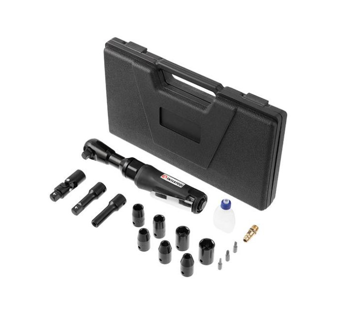 Гайковерт пневматический угловой 1/2", набор головок, кейс INTERTOOL PT-1110