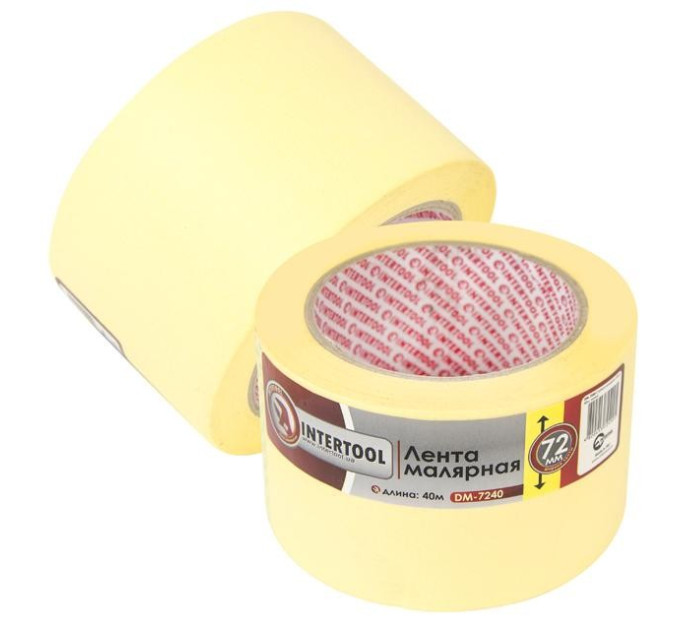 Лента малярная 72 мм, 40 м, желтая INTERTOOL DM-7240