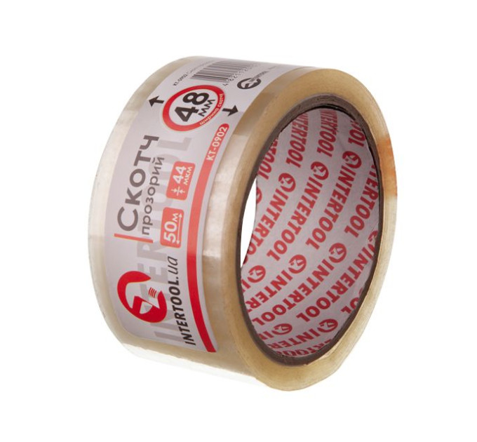 Скотч прозорий 50 м, 48 мм, 44 мкм INTERTOOL KT-0902
