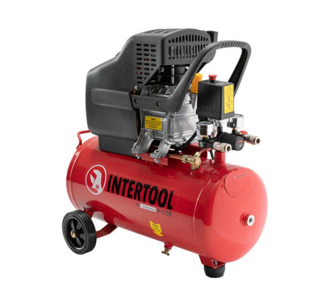 Компрессор 24 л, 1,5 кВт, 220 В, 8 атм, 206 л/мин INTERTOOL PT-0009