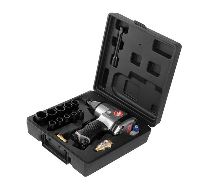 Гайковерт пневматический 1/2", набор головок 17 ед., кейс INTERTOOL PT-1101