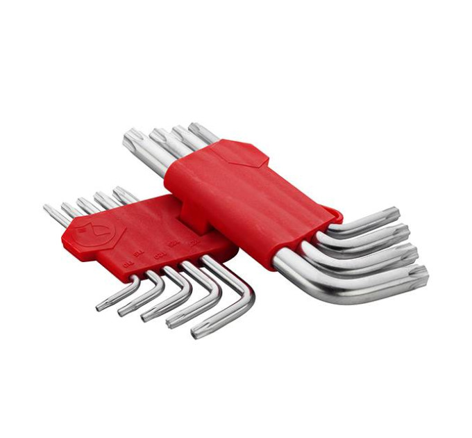 Набір ключів Г-подібних TORX з отвором 9 од., Т10-Т50, Cr-V INTERTOOL HT-0604