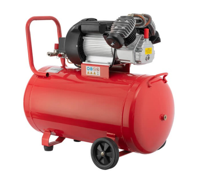 Компрессор 100 л, 3 кВт, 220 В, 10 атм, 420 л/мин, 2 цилиндра INTERTOOL PT-0008