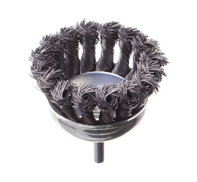 Щітка чашкова 75 мм для дриля, 1/4" (пучки крученого дроту) INTERTOOL BT-3075