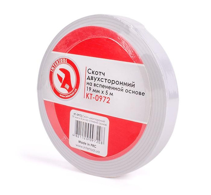 Скотч двухсторонний на вспененной основе 5 м, 19 мм INTERTOOL KT-0972