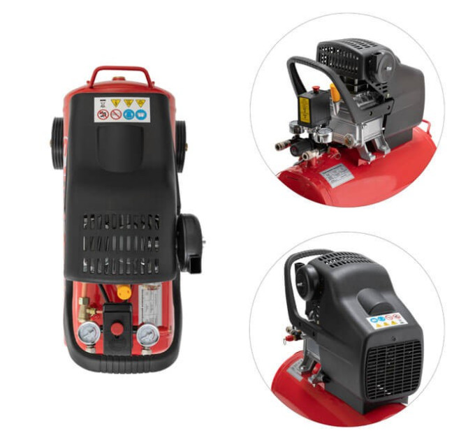 Компрессор 24 л, 1,5 кВт, 220 В, 8 атм, 206 л/мин INTERTOOL PT-0009