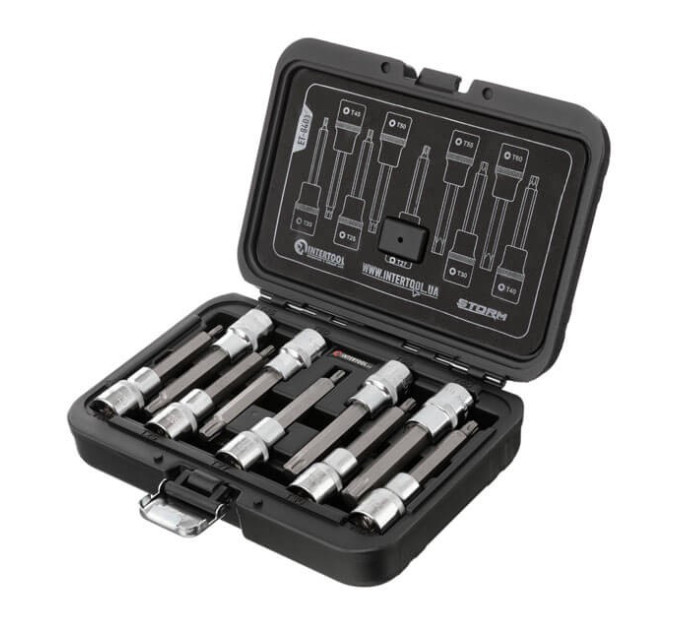 Набор бит TORX 1/2", STORM, T20-T60, S2 INTERTOOL ET-8401
