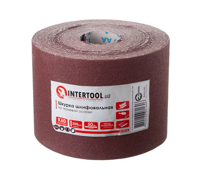 Шкірка шліфувальна на тканинній основі К60, 50 м INTERTOOL BT-0716