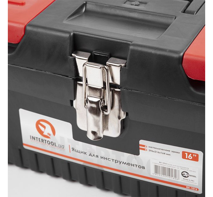 Ящик для інструментів з металевими замками 16" 396*216*164 мм INTERTOOL BX-1016