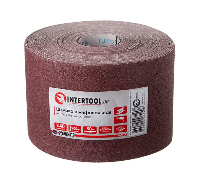 Шкірка шліфувальна на тканинній основі К40, 50 м INTERTOOL BT-0714