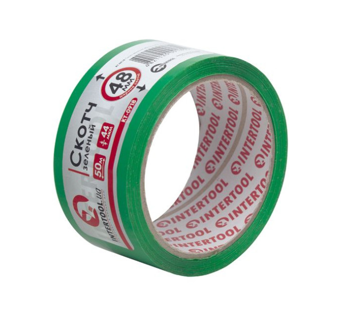 Скотч зелений 48мм*50м, 44мкм INTERTOOL KT-0918