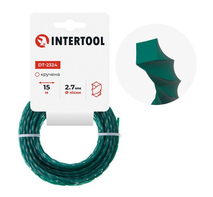 Леска для триммера "квадрат" витая, 2,7 мм*15 м INTERTOOL DT-2324