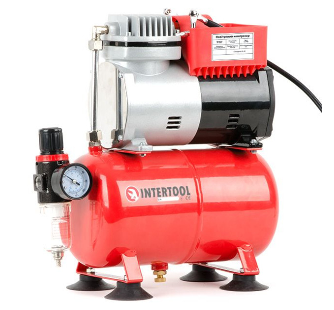 Компрессор безмасляный 3 л, 0,3 кВт, 220 В, 3,2 атм, 45 л/мин. INTERTOOL PT-0001