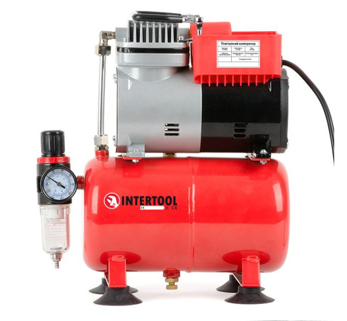 Компрессор безмасляный 3 л, 0,3 кВт, 220 В, 3,2 атм, 45 л/мин. INTERTOOL PT-0001