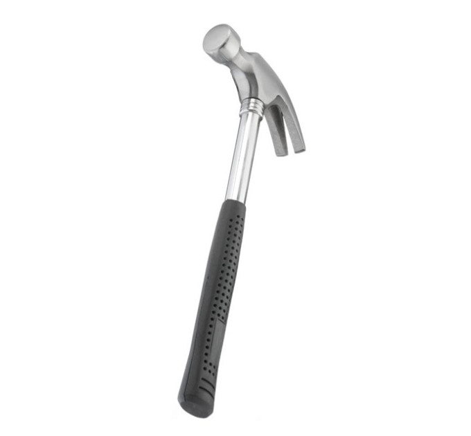 Столярный молоток с гвоздодером 450 г, с металлической ручкой INTERTOOL HT-0224