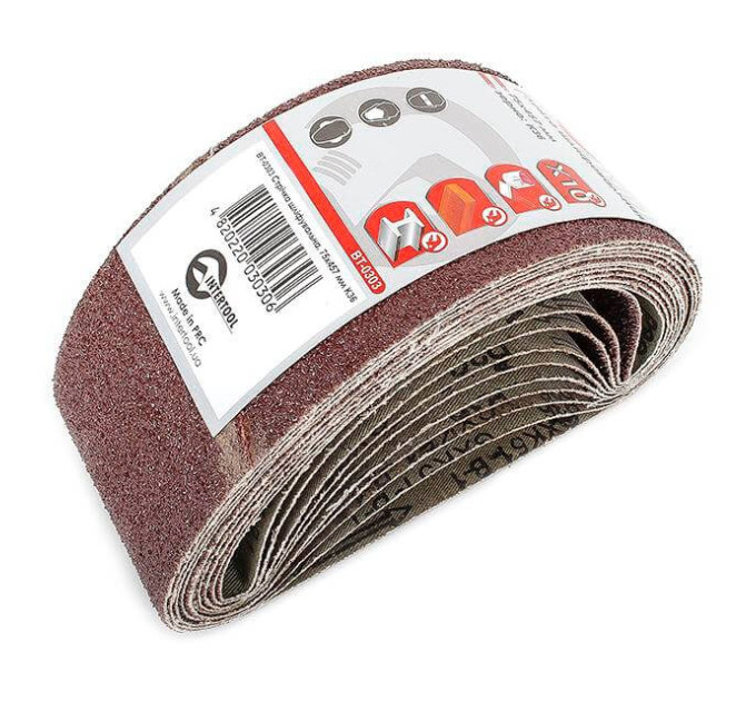 Лента шлифовальная 75*457 мм, К36, 10 ед. INTERTOOL BT-0303